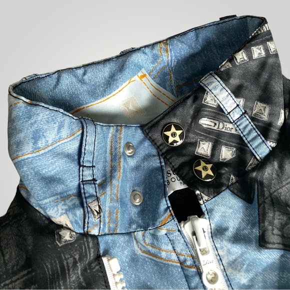 SOLD 📣 Vintage Christian Dior Denim and Leather Print Jacket - Picture 7 of 8
